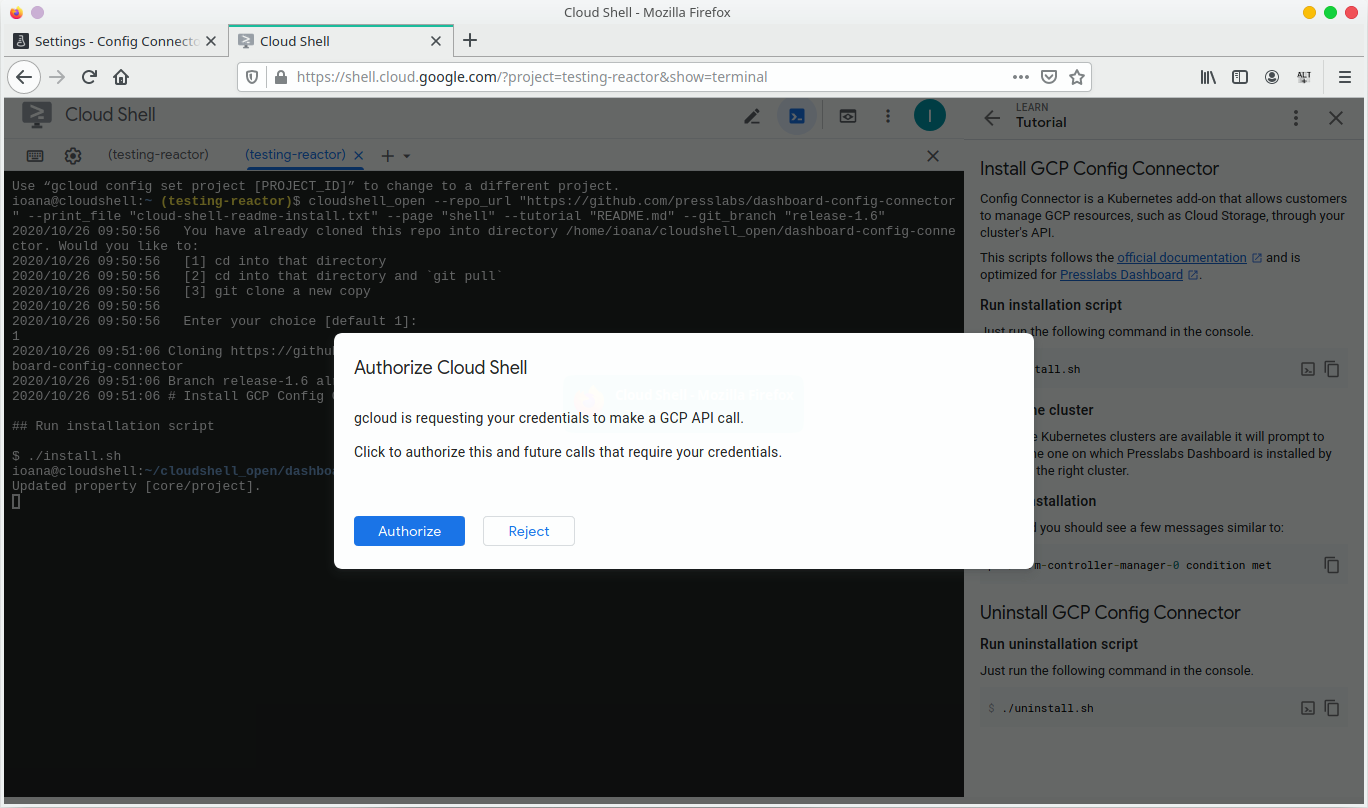 Authorize Cloud Shell