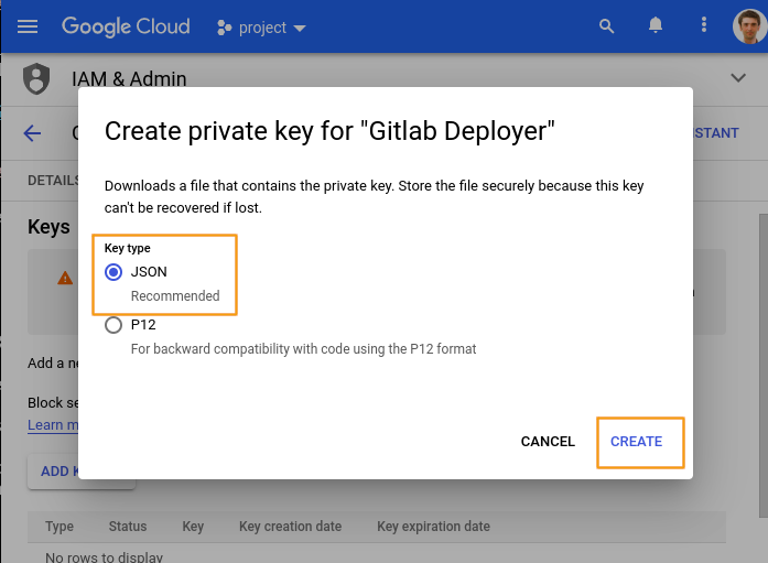 Gitlab Application Key JSON
