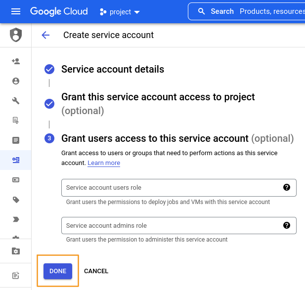Gitlab Service Account Create step 3