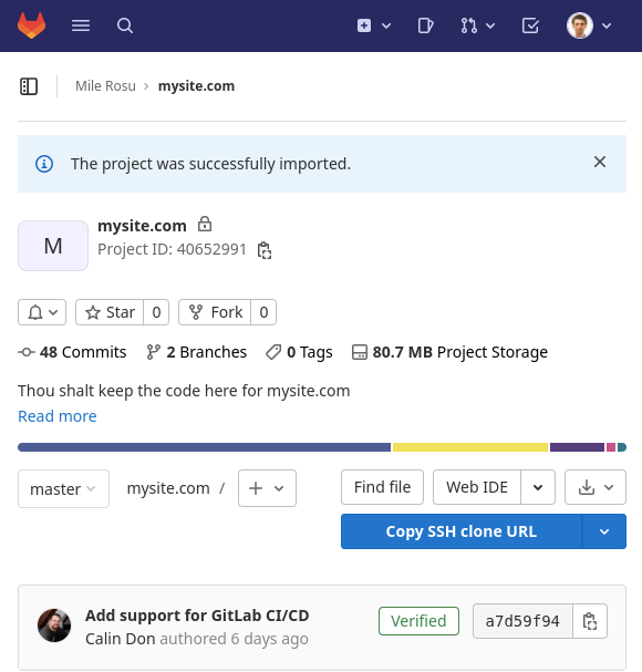New Gitlab project complete