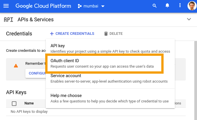 Create Google OAuth Credentials