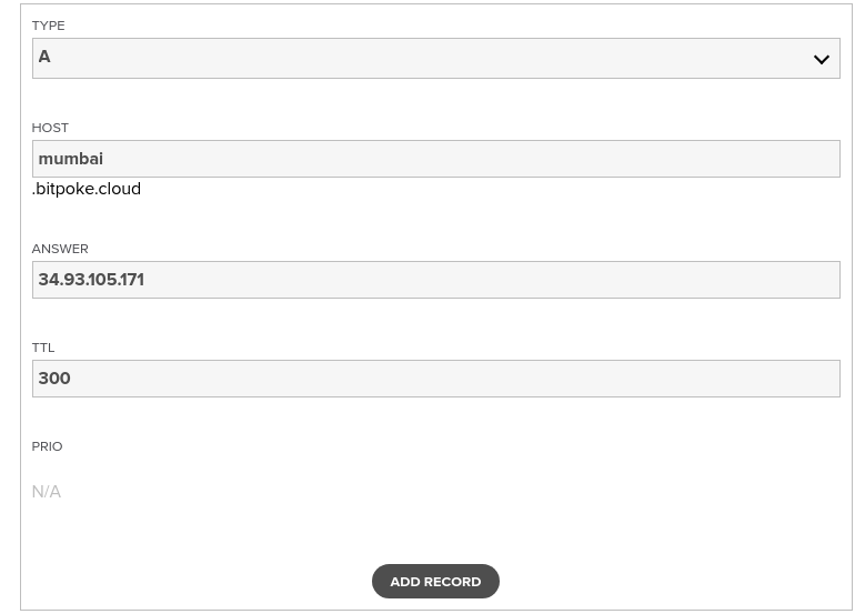 Set up the DNS record for your Bitpoke App