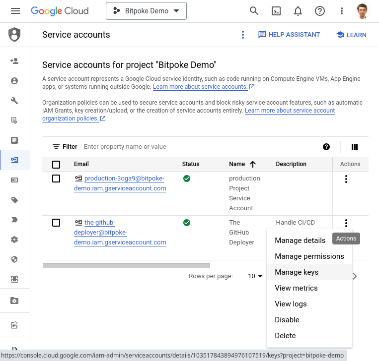 GitHub Service Account Manage