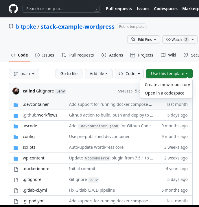 Create Github repo from template