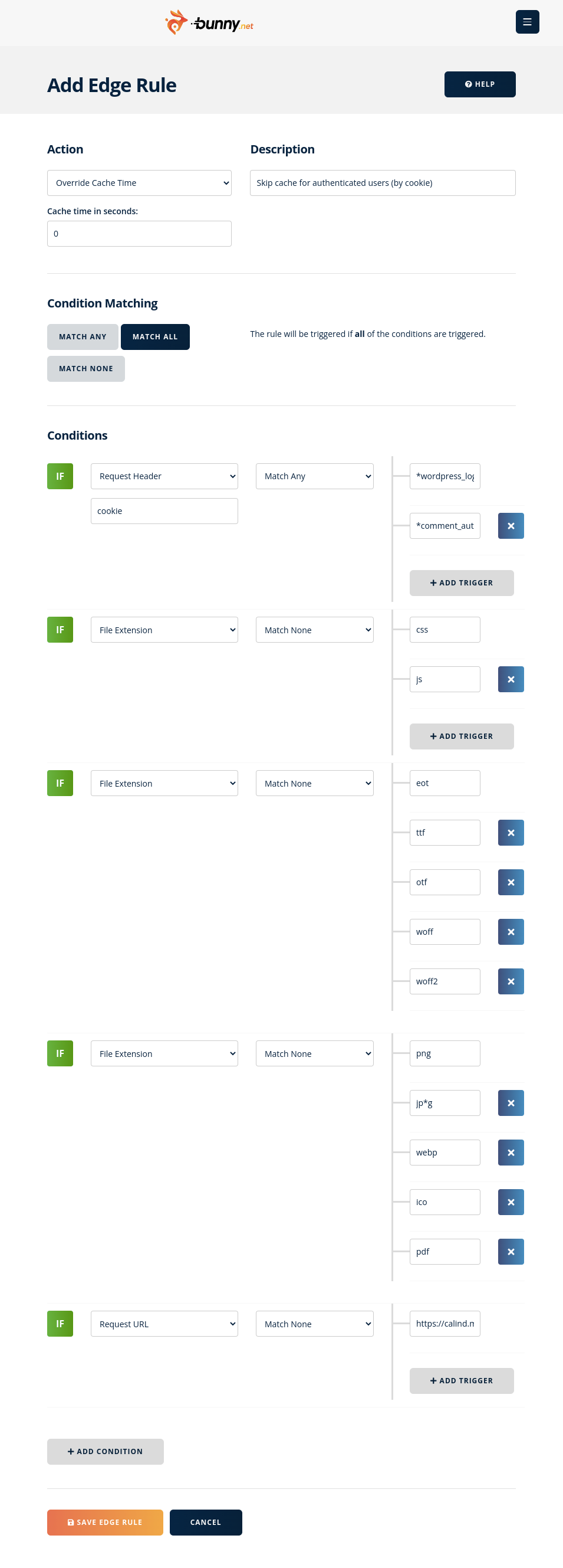 Edge Rules Configuration edit