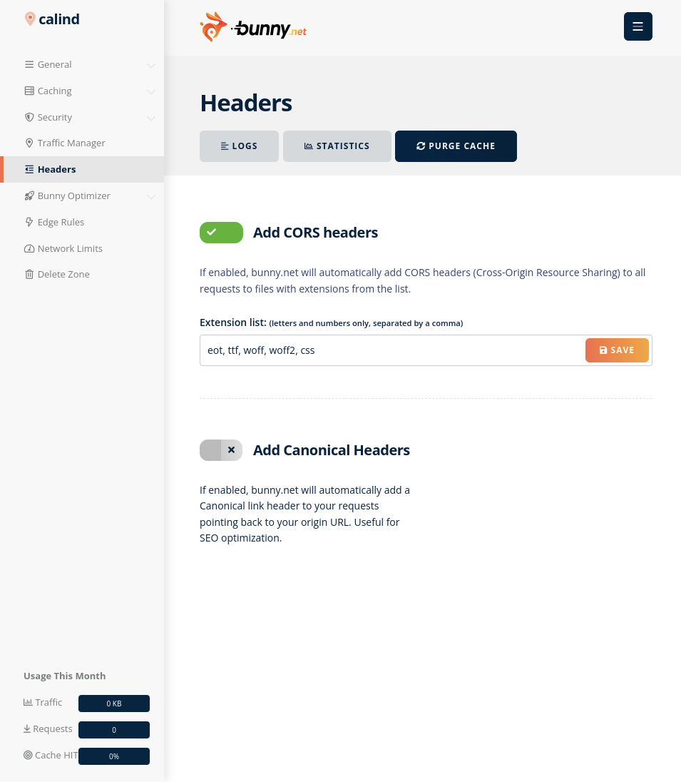 Headers Configuration