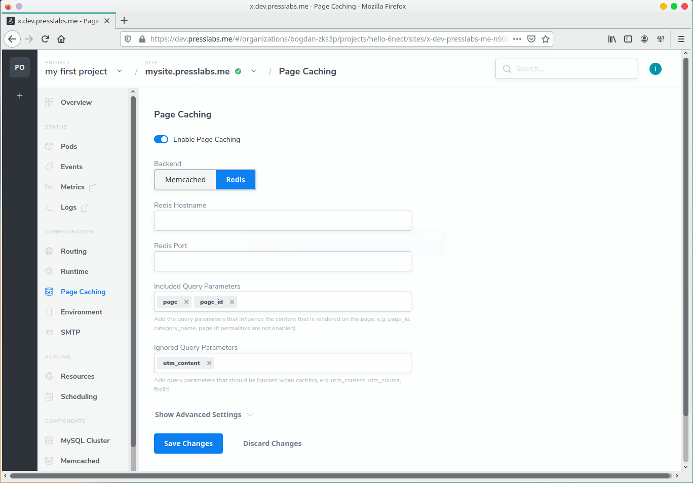 Page Caching