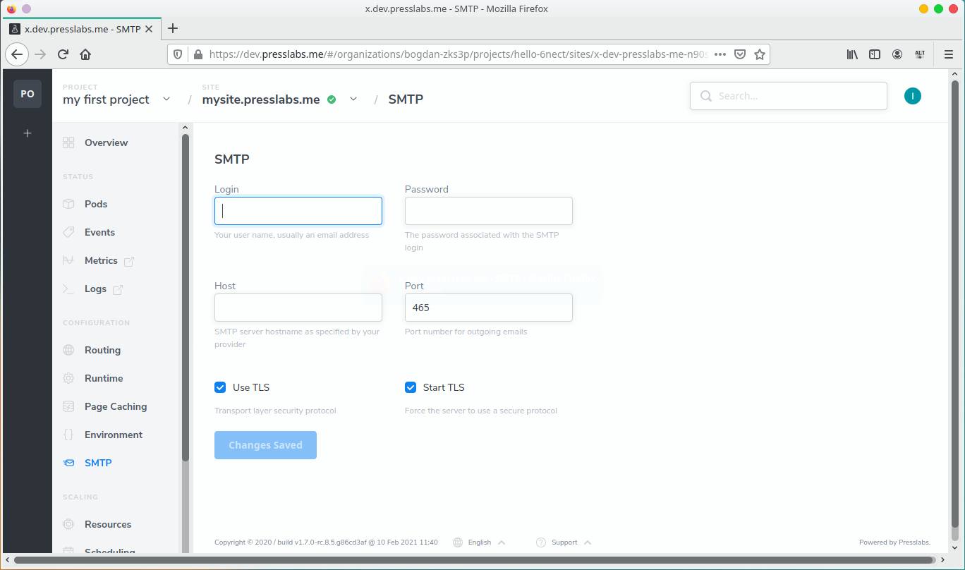 Configure SMTP Settings