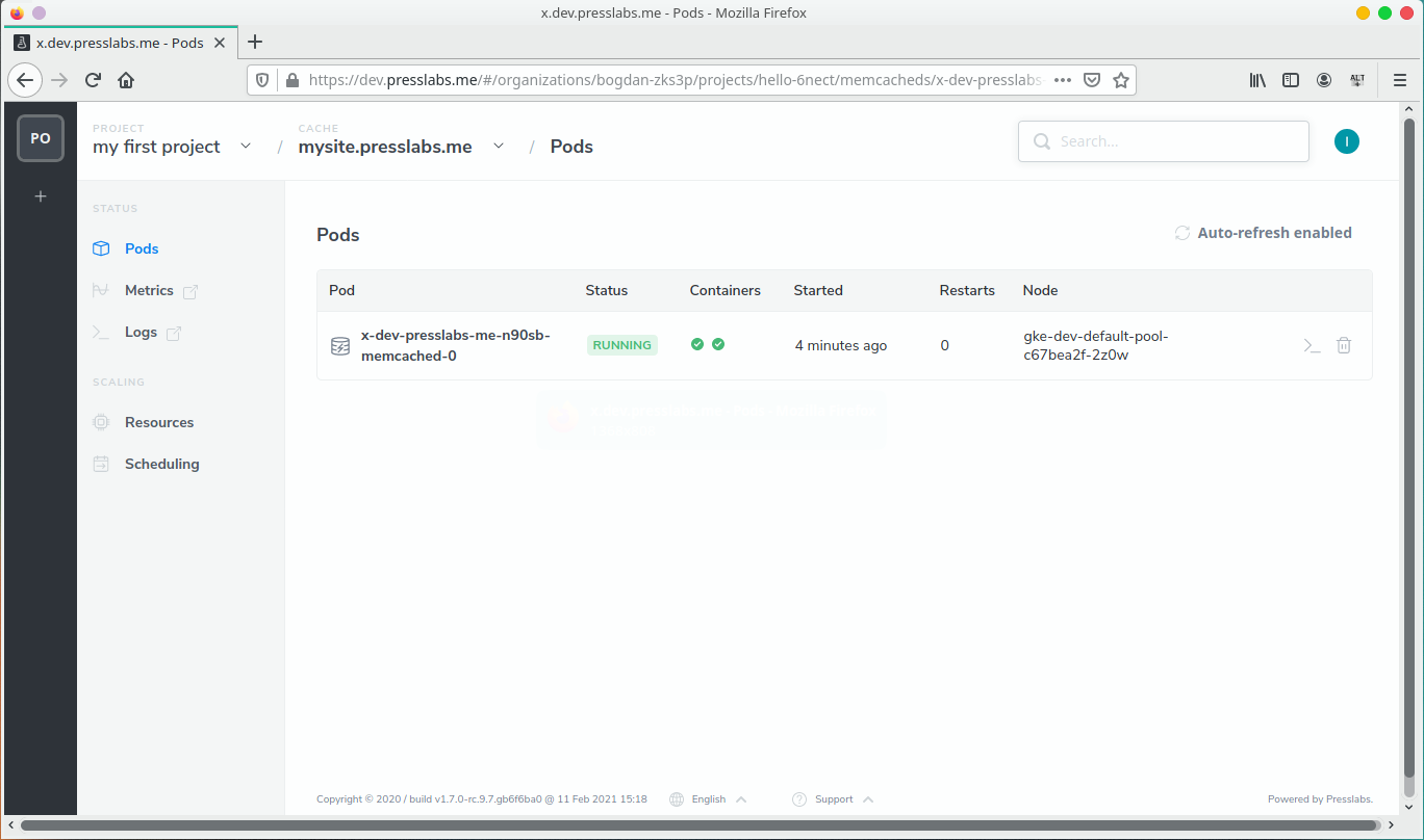 Memcached Site Status