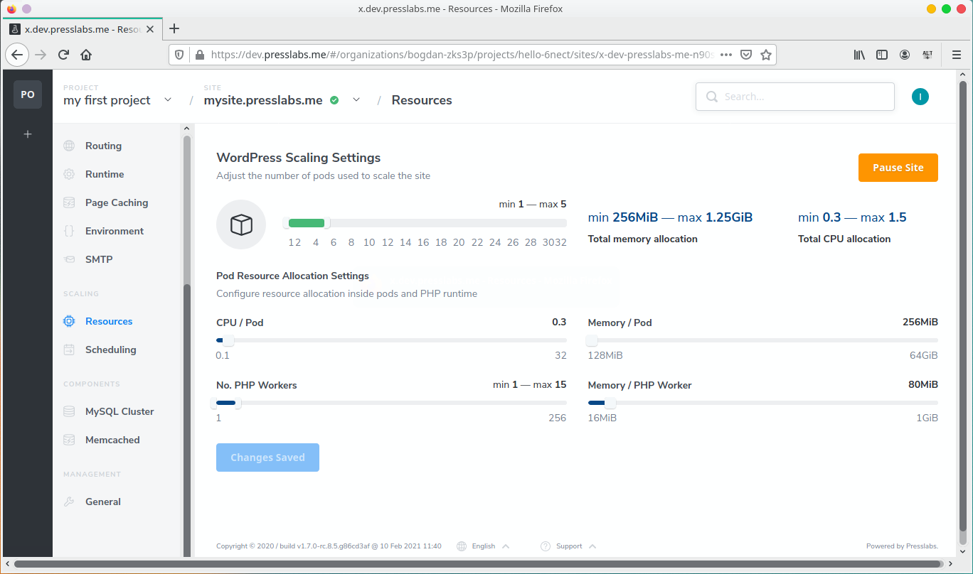 Site Resources WordPress Scaling