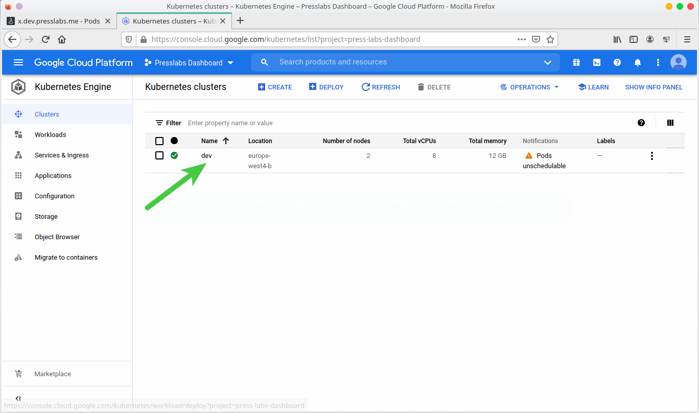 Google Cloud Cluster